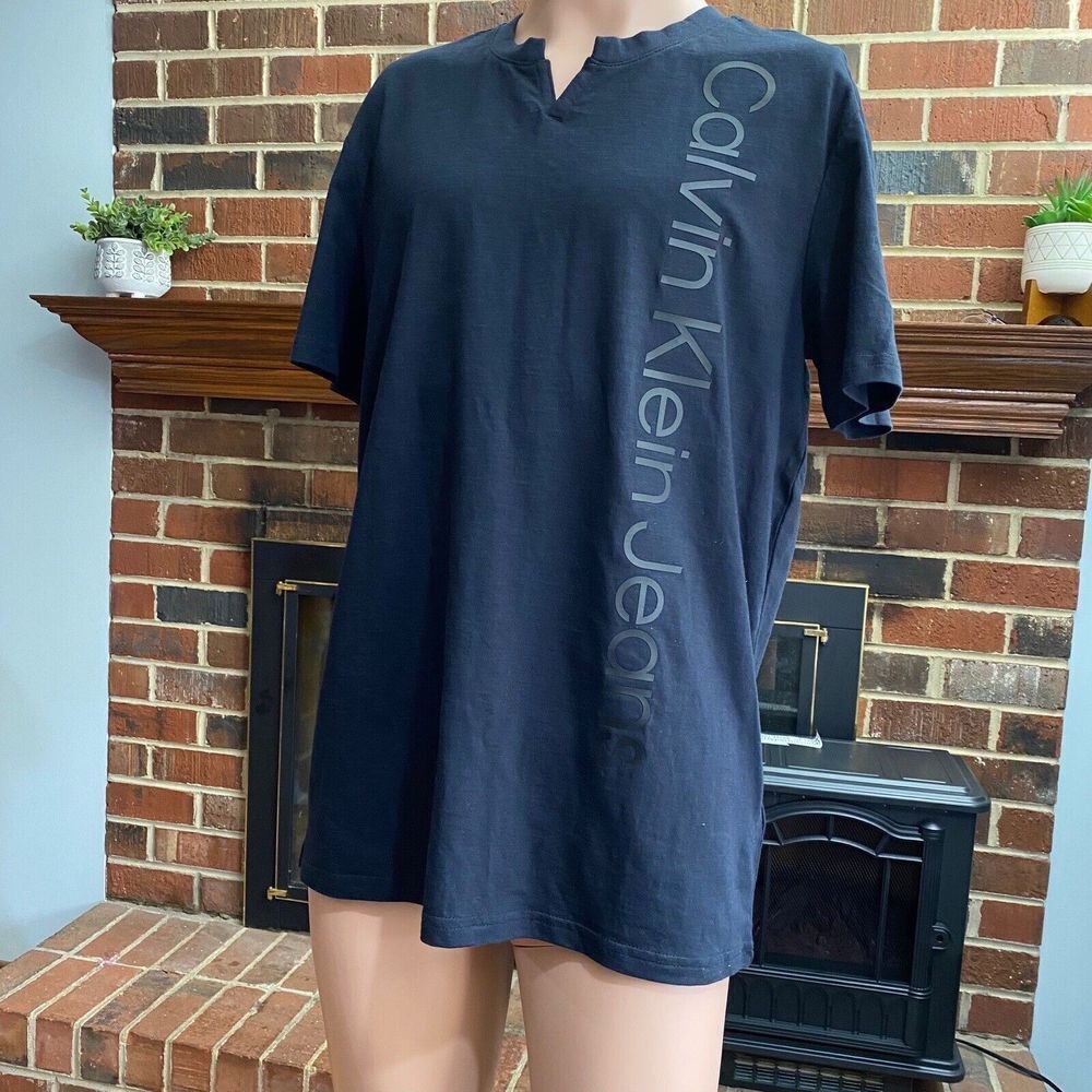 Calvin Klein Mens short Sleeve T‎ Shirt size M Logo cotton Tee Sports Black Top